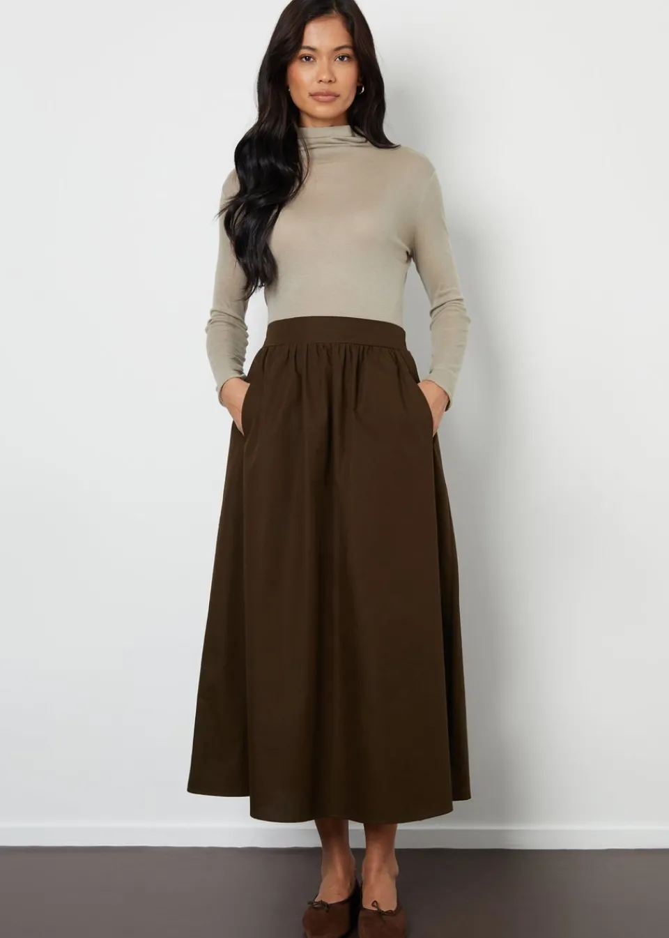 Skirts>Threadbare Chocolate Cotton Maxi Skirt With Pockets