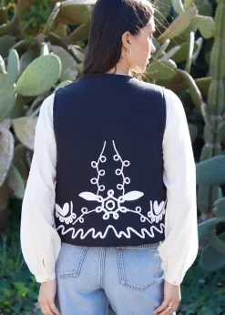 Tops>Threadbare Cream Cornelli Embroidered Gilet
