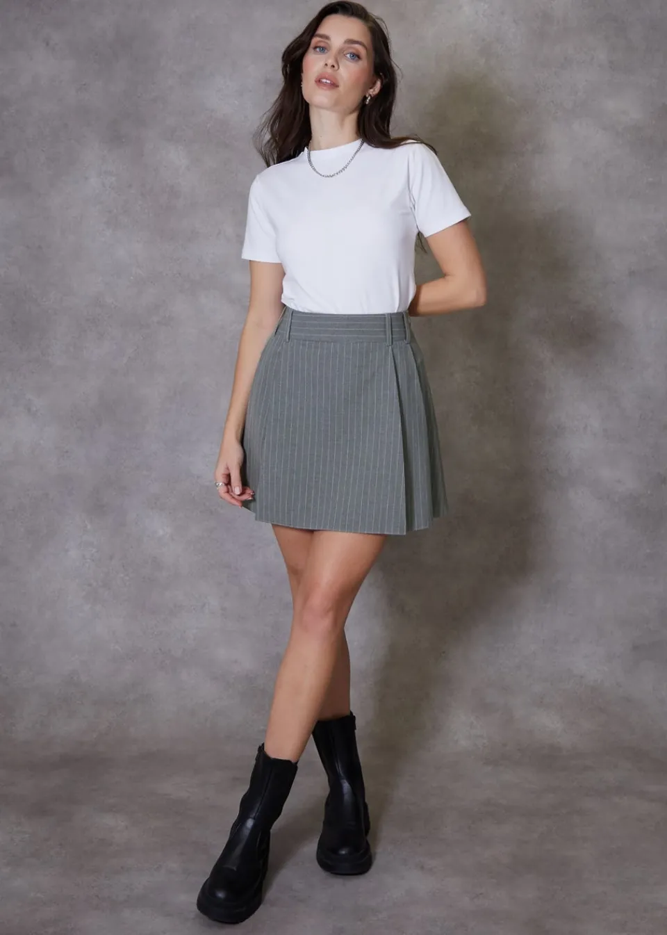 Skirts>Threadbare Grey Pleated A-Line Mini Skirt