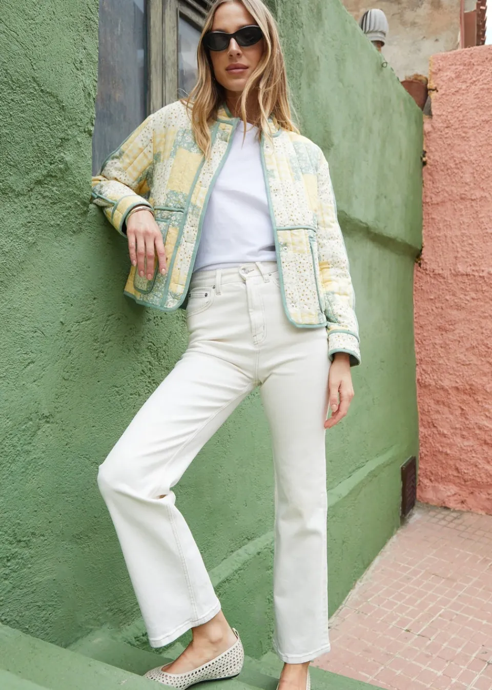 Coats & Jackets>Threadbare Lemon Floral Patchwork Quilted Jacket