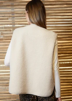 Coats & Jackets>Threadbare Natural Toggle Fleece Borg Gilet