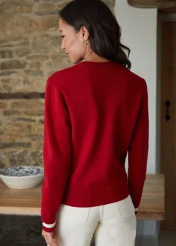 Tops>Threadbare Red Varsity Knitted Jumper
