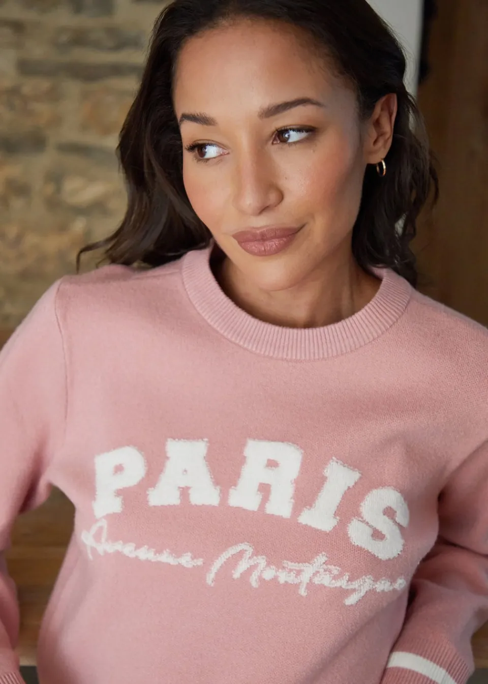 Tops>Threadbare Rose Varsity Knitted Jumper