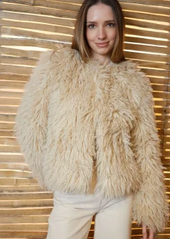 Coats & Jackets>Threadbare Stone Mongolian Faux Fur Vintage Style Coat
