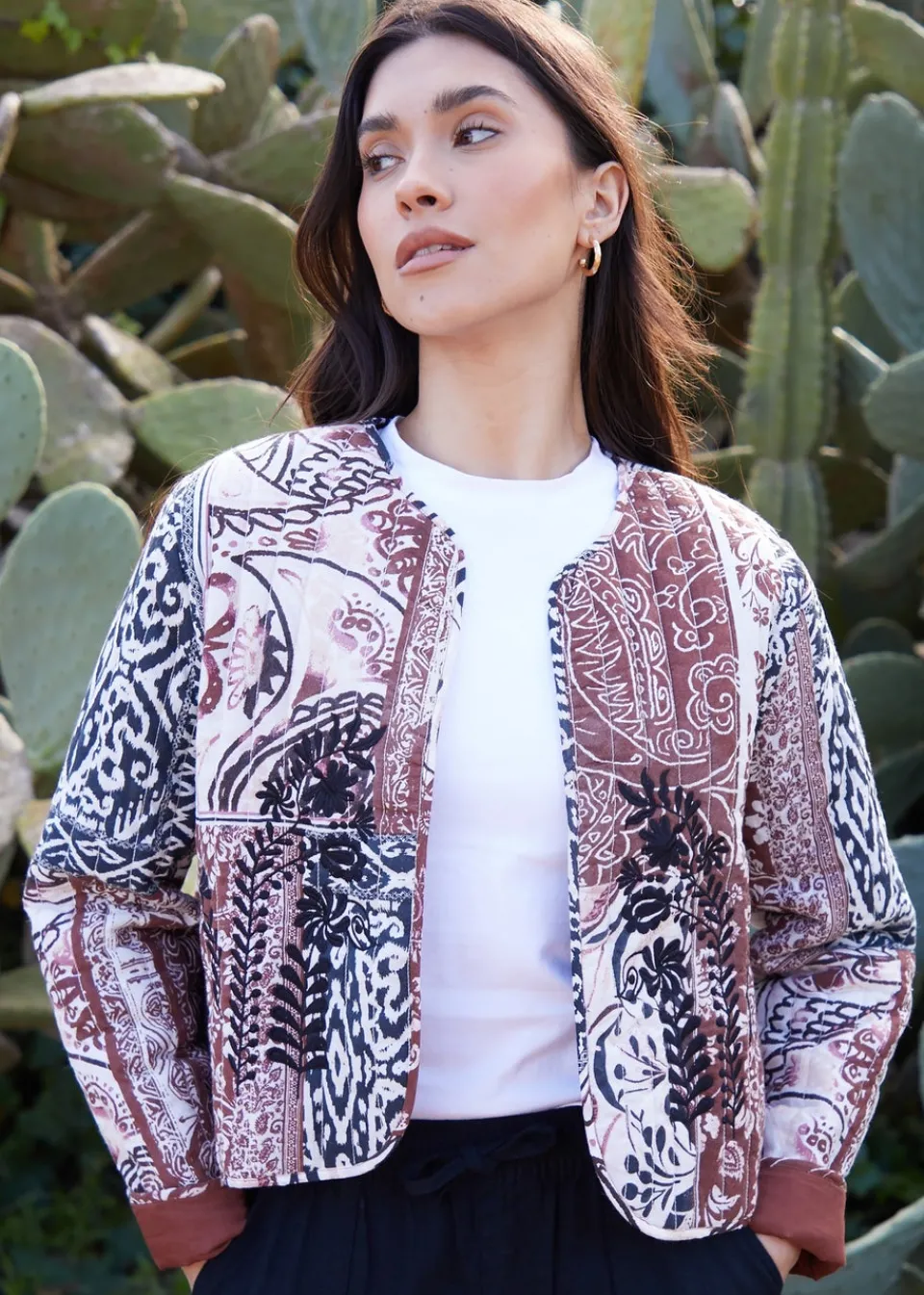 Coats & Jackets>Threadbare Terracotta Embroidered Quilted Jacket