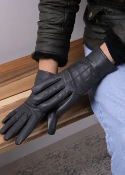 Accessories>Totes Isotoner Grey Three Point Leather Glove