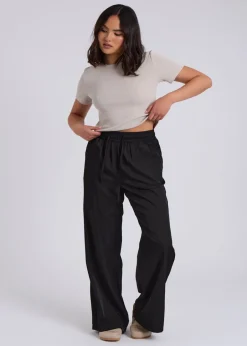 Trousers>Urban Bliss Drawstring Wide Leg Trouser Black