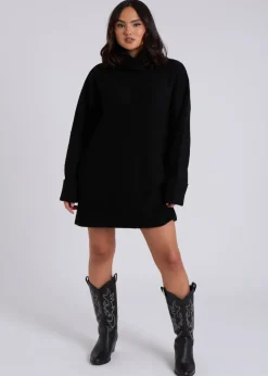 Knitwear>Urban Bliss Black Mini Roll Neck Dress