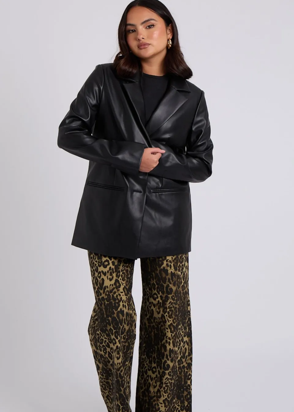 Coats & Jackets>Urban Bliss Black PU Blazer