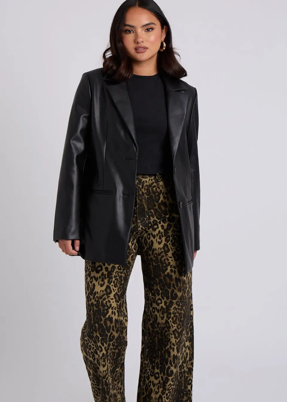 Coats & Jackets>Urban Bliss Black PU Blazer