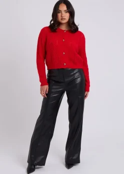 Trousers>Urban Bliss Black PU Wide Leg Trouser