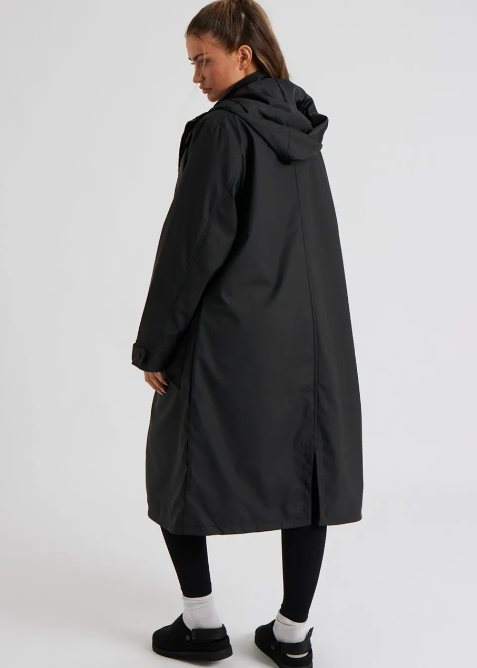 Coats & Jackets>Urban Bliss Black Rubberised Raincoat