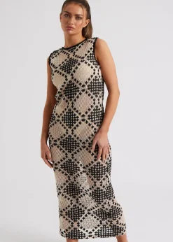 Knitwear>Urban Bliss Black Stitchy Mono Racer Maxi Dress