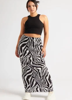 Skirts>Urban Bliss Black Zebra Plisse Maxi Skirt
