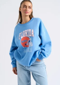 Tops>Urban Bliss Blue Florida Oversized Sweatshirt