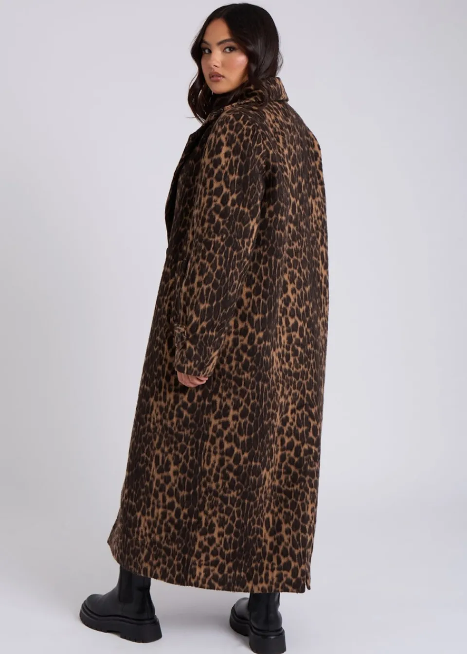Coats & Jackets>Urban Bliss Brown Leopard Print Formal Coat