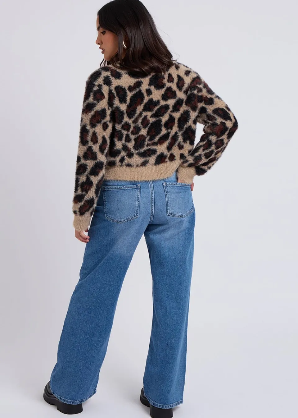 Knitwear>Urban Bliss Brown Leopard Print Cardigan