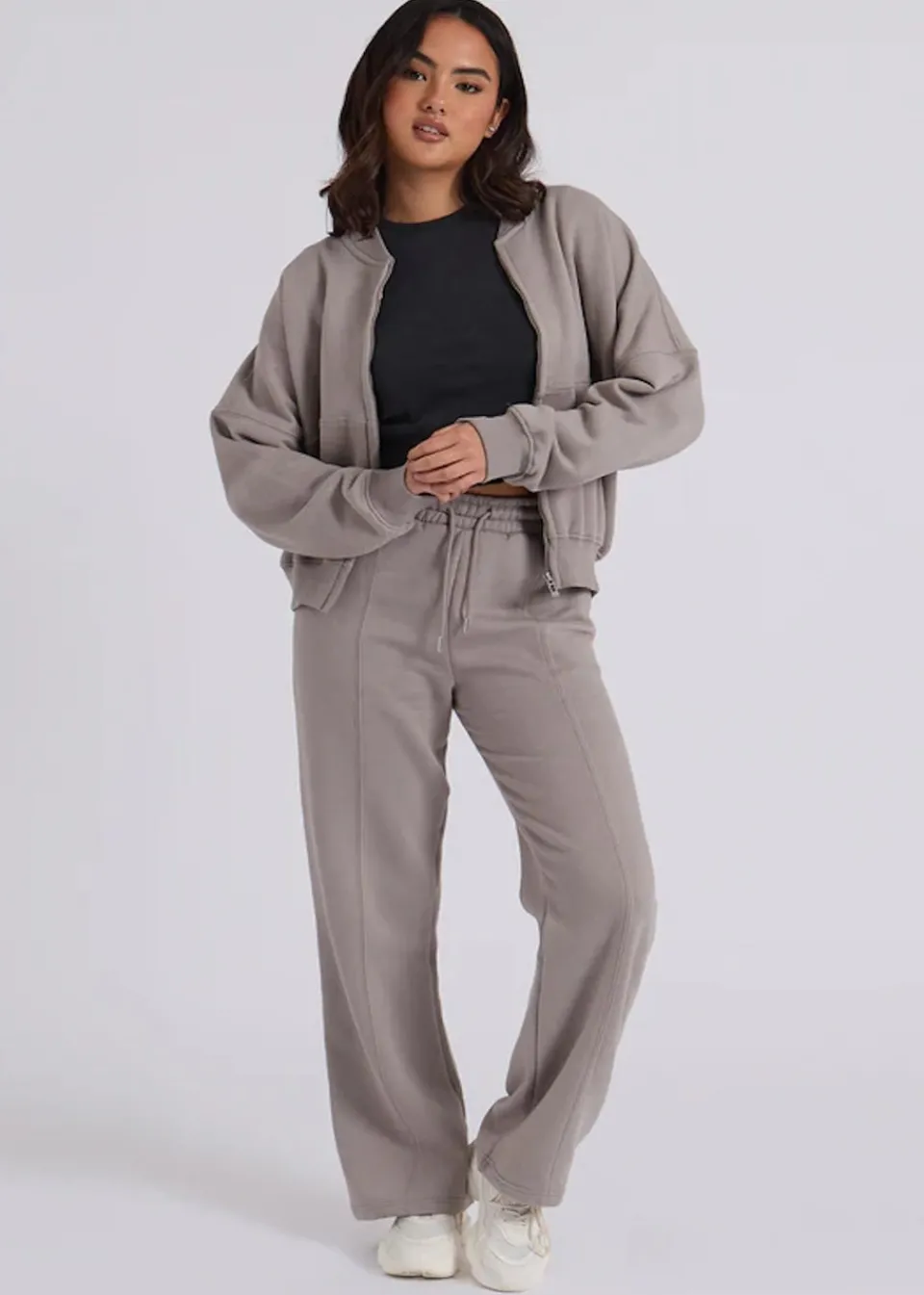 Tops>Urban Bliss Charcoal Grey Bomber & Wide Leg Jogger Set