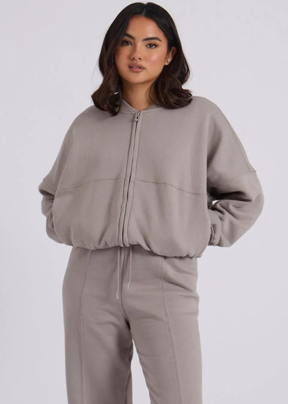 Tops>Urban Bliss Charcoal Grey Bomber & Wide Leg Jogger Set