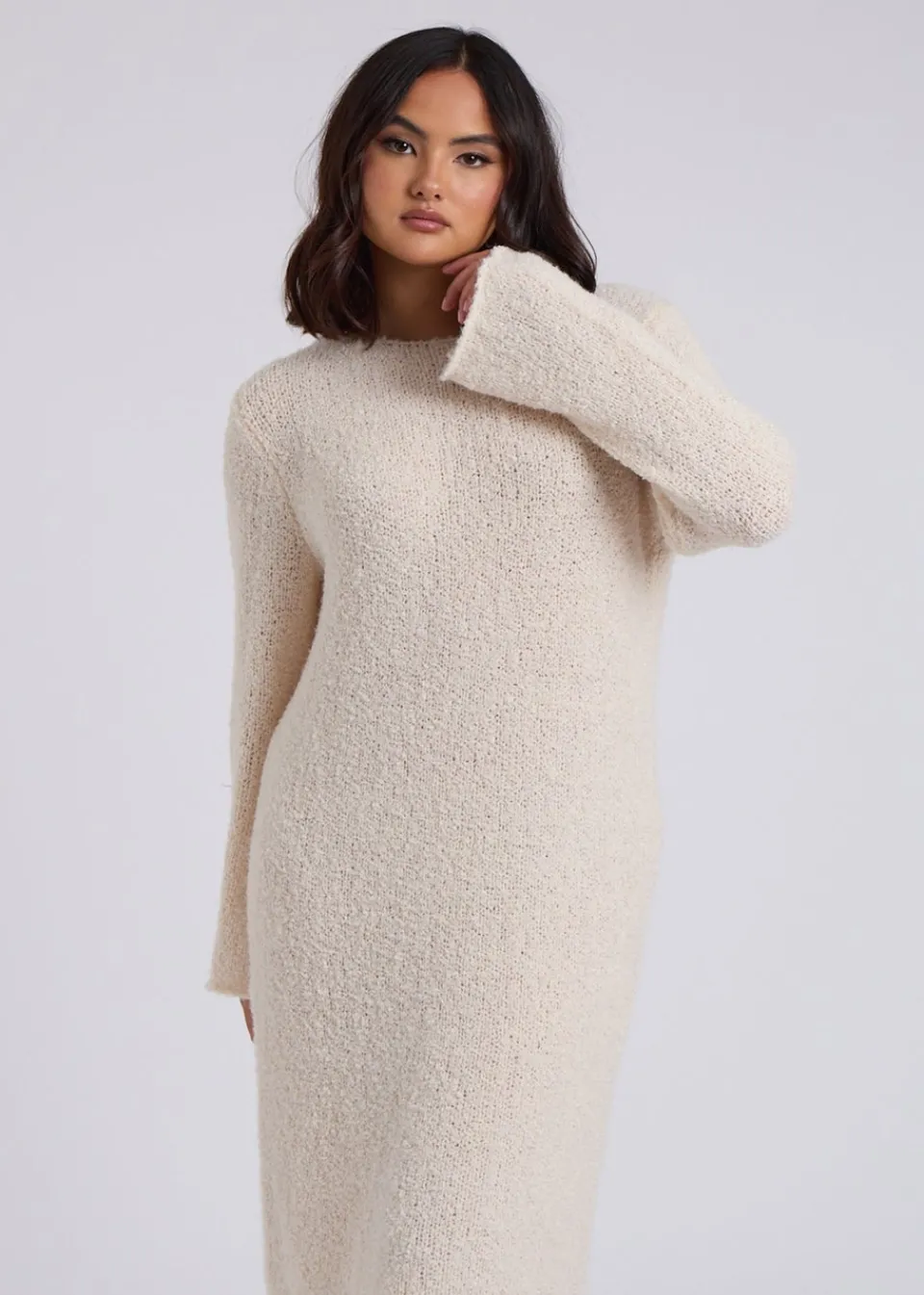 Dresses>Urban Bliss Cream Boucle Maxi Dress