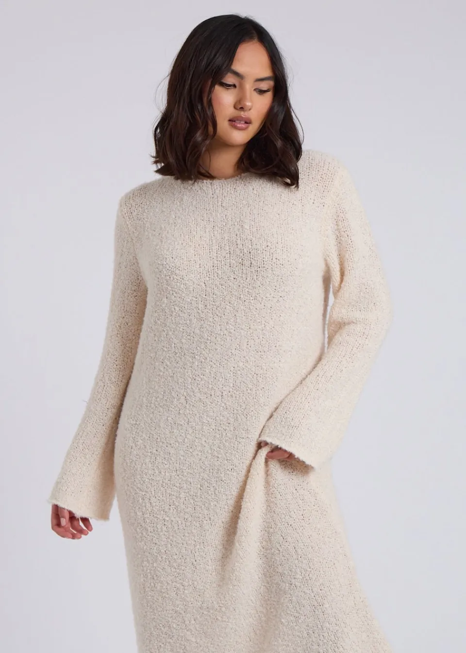 Dresses>Urban Bliss Cream Boucle Maxi Dress