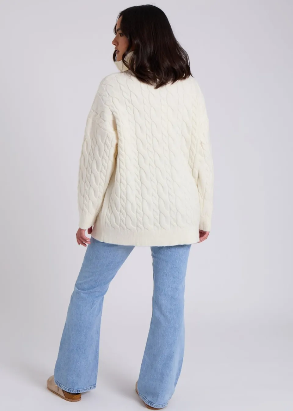 Tops>Urban Bliss Cream Cable Half Zip Jumper