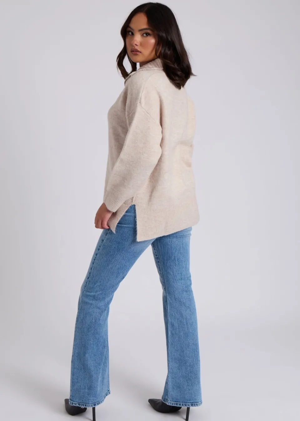Tops>Urban Bliss Cream Half Zip Jumper