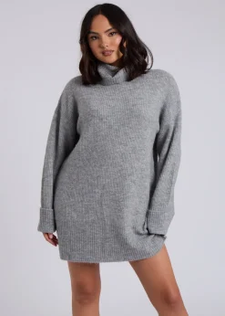 Knitwear>Urban Bliss Grey Mini Roll Neck Dress