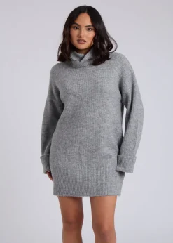 Knitwear>Urban Bliss Grey Mini Roll Neck Dress