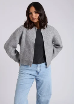 Tops>Urban Bliss Grey Zip Through Cardigan