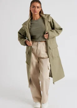 Coats & Jackets>Urban Bliss Khaki Rubberised Raincoat