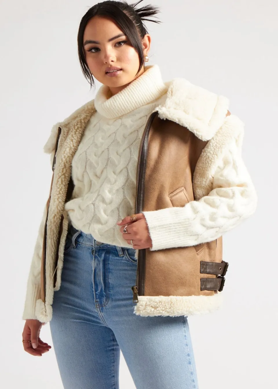 Coats & Jackets>Urban Bliss Mink Bonded Avaitor Gilet