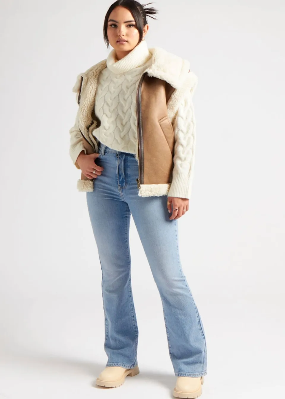 Coats & Jackets>Urban Bliss Mink Bonded Avaitor Gilet
