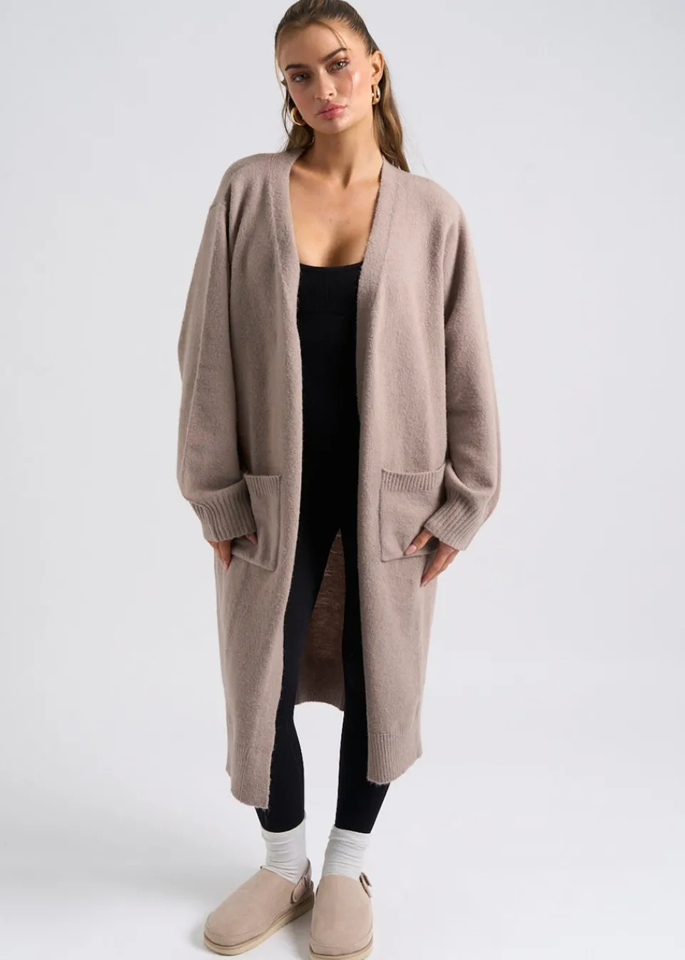 Tops>Urban Bliss Longline Cardigan Mink