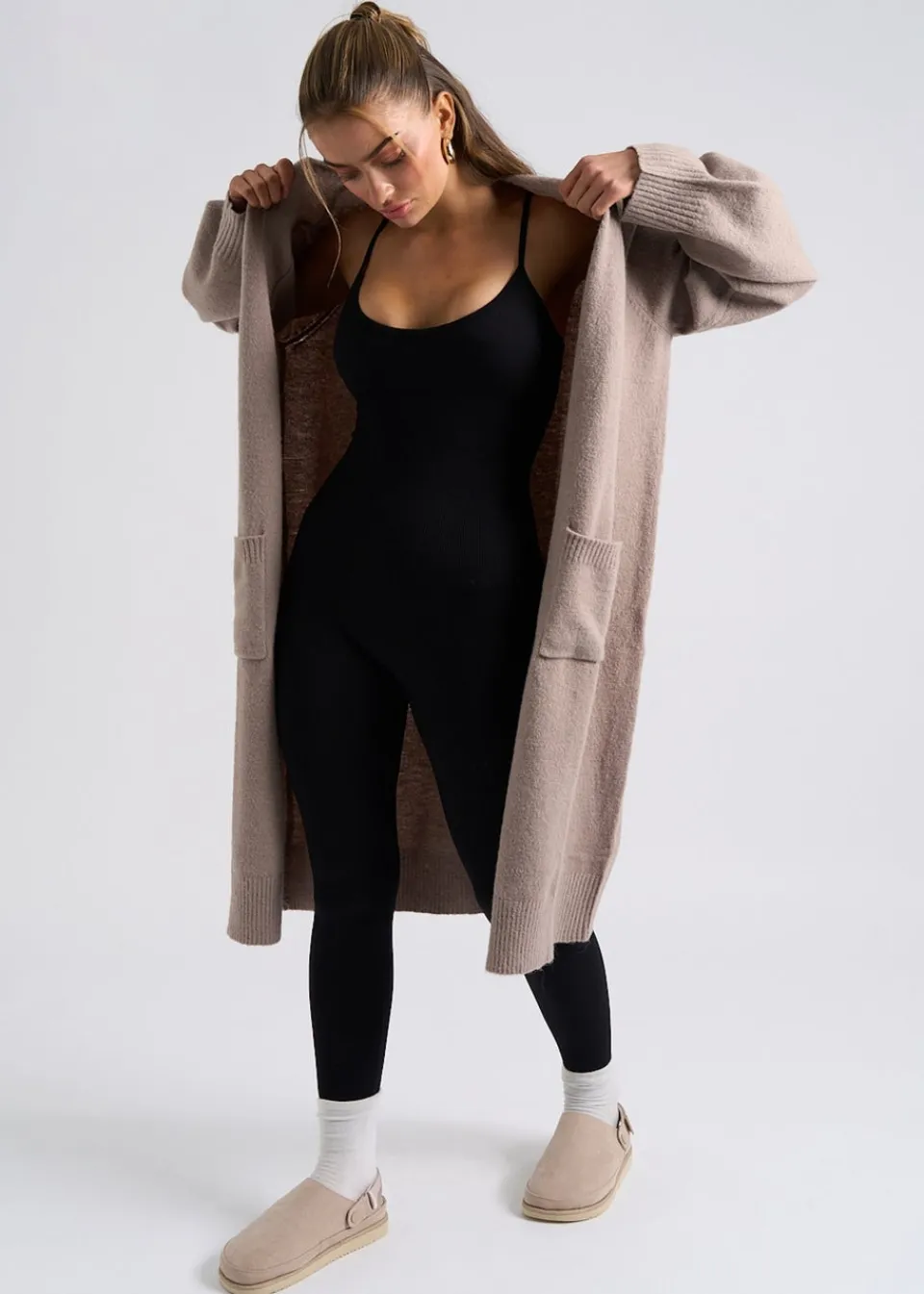 Tops>Urban Bliss Longline Cardigan Mink