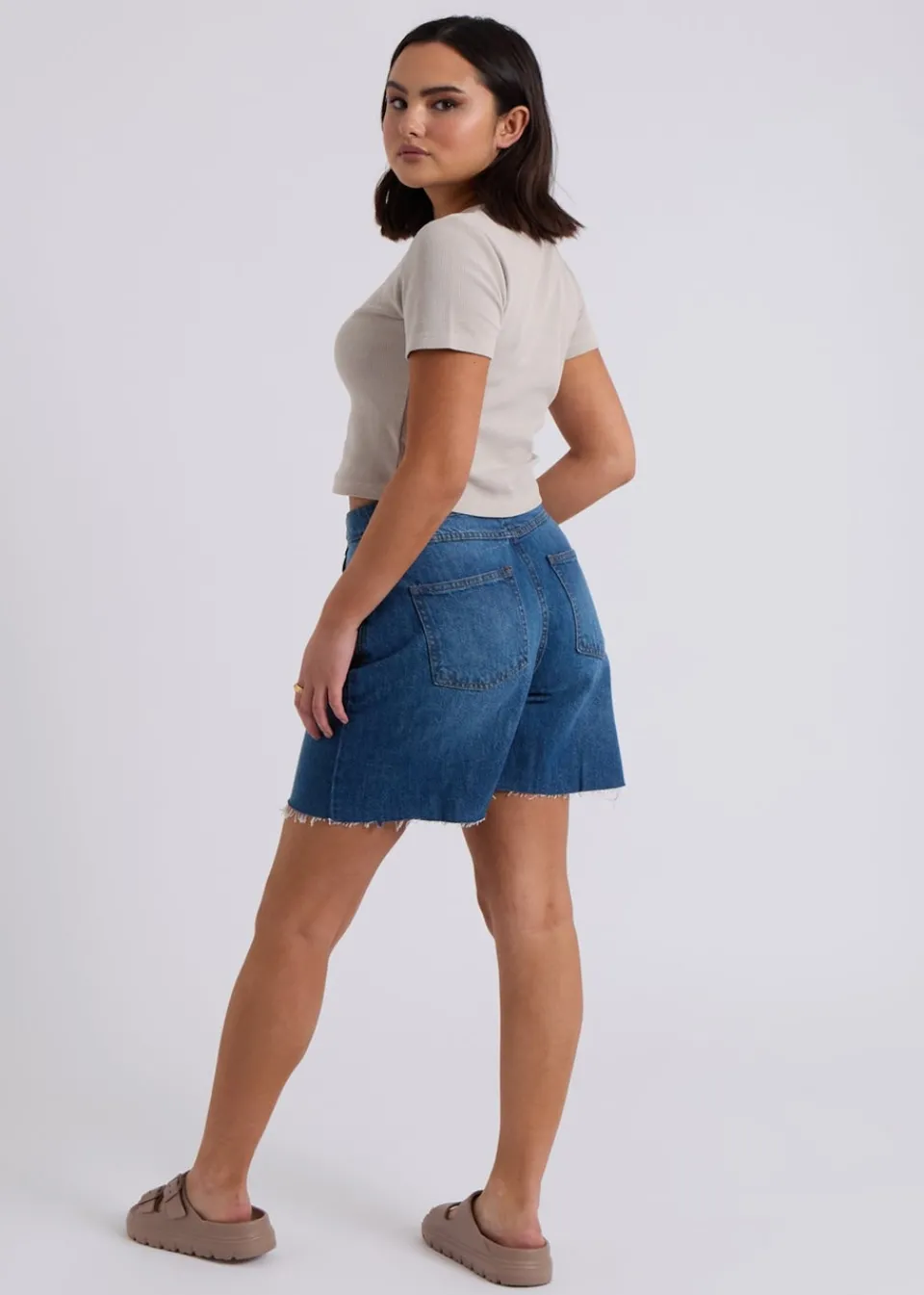 T-Shirts>Urban Bliss Washed Ribbed Tee Natural