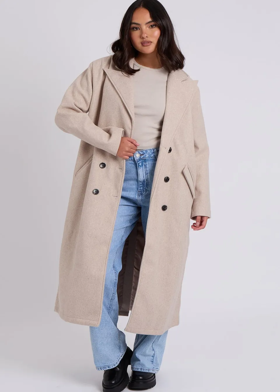 Coats & Jackets>Urban Bliss Oatmeal Maxi Formal Coat