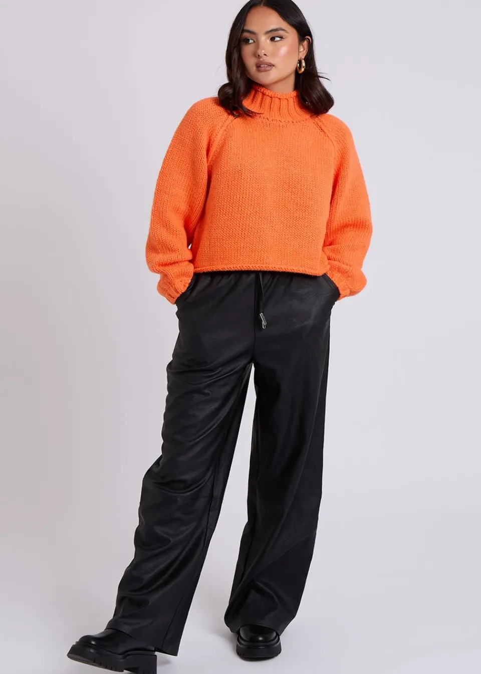 Tops>Urban Bliss Exposed Seam Jumper Orange
