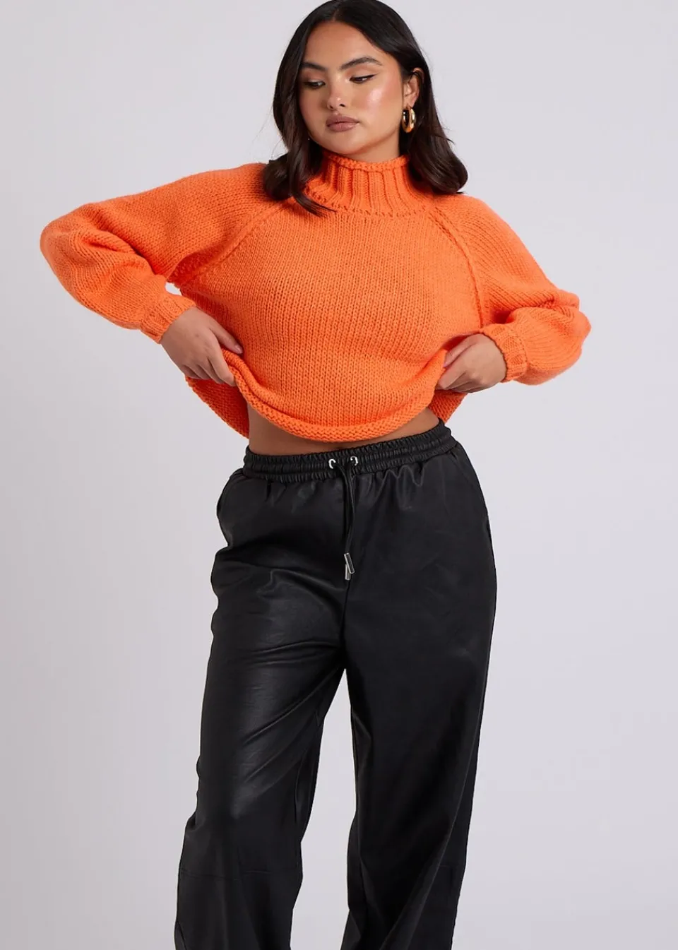Tops>Urban Bliss Exposed Seam Jumper Orange