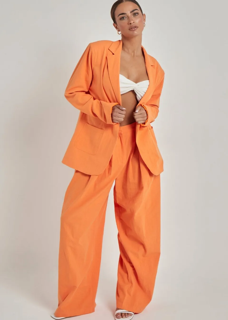 Trousers>Urban Bliss Orange Linen Trouser