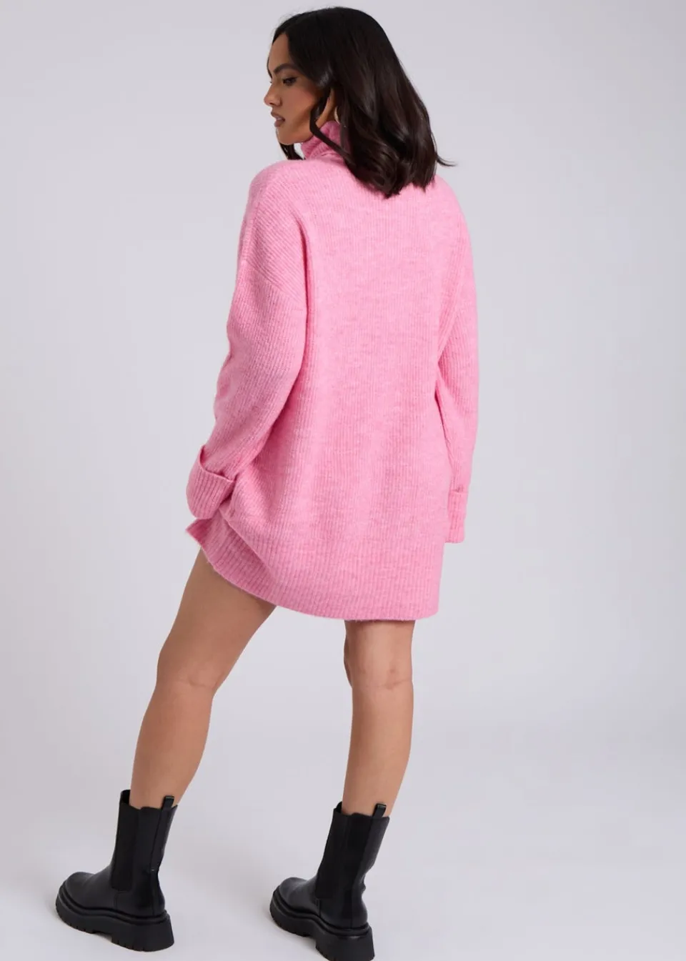 Knitwear>Urban Bliss Pink Mini Roll Neck Dress