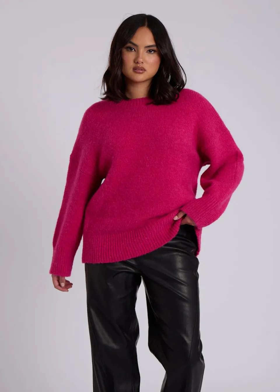 Tops>Urban Bliss Pink Wool Blend Jumper