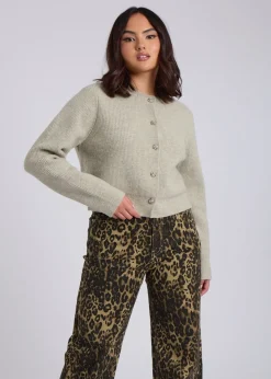 Knitwear>Urban Bliss Sage Floral Button Cardigan