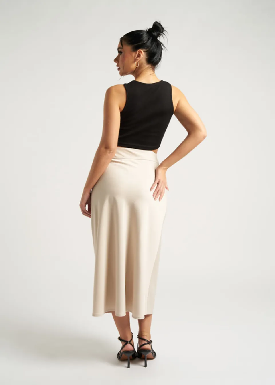 Skirts>Urban Bliss Stone Satin Bias Cut Midi Skirt