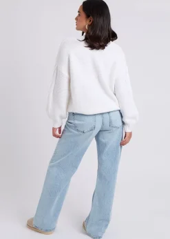 Tops>Urban Bliss Cable & Textured Crew Jumper White