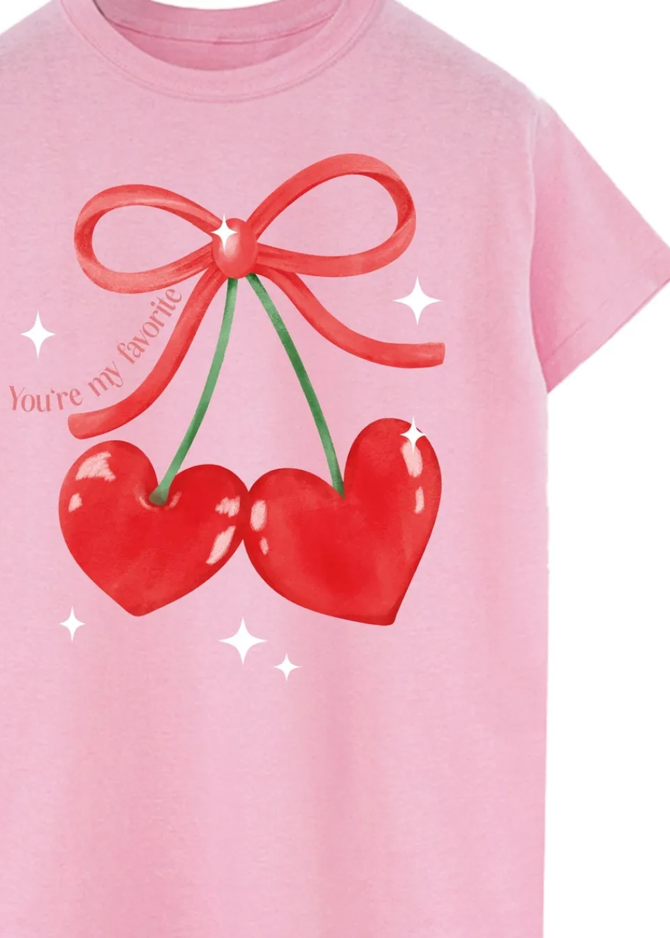 T-Shirts>Brands In Valentine's Day Cherry Hearts Pink Boyfriend Fit T-Shirt