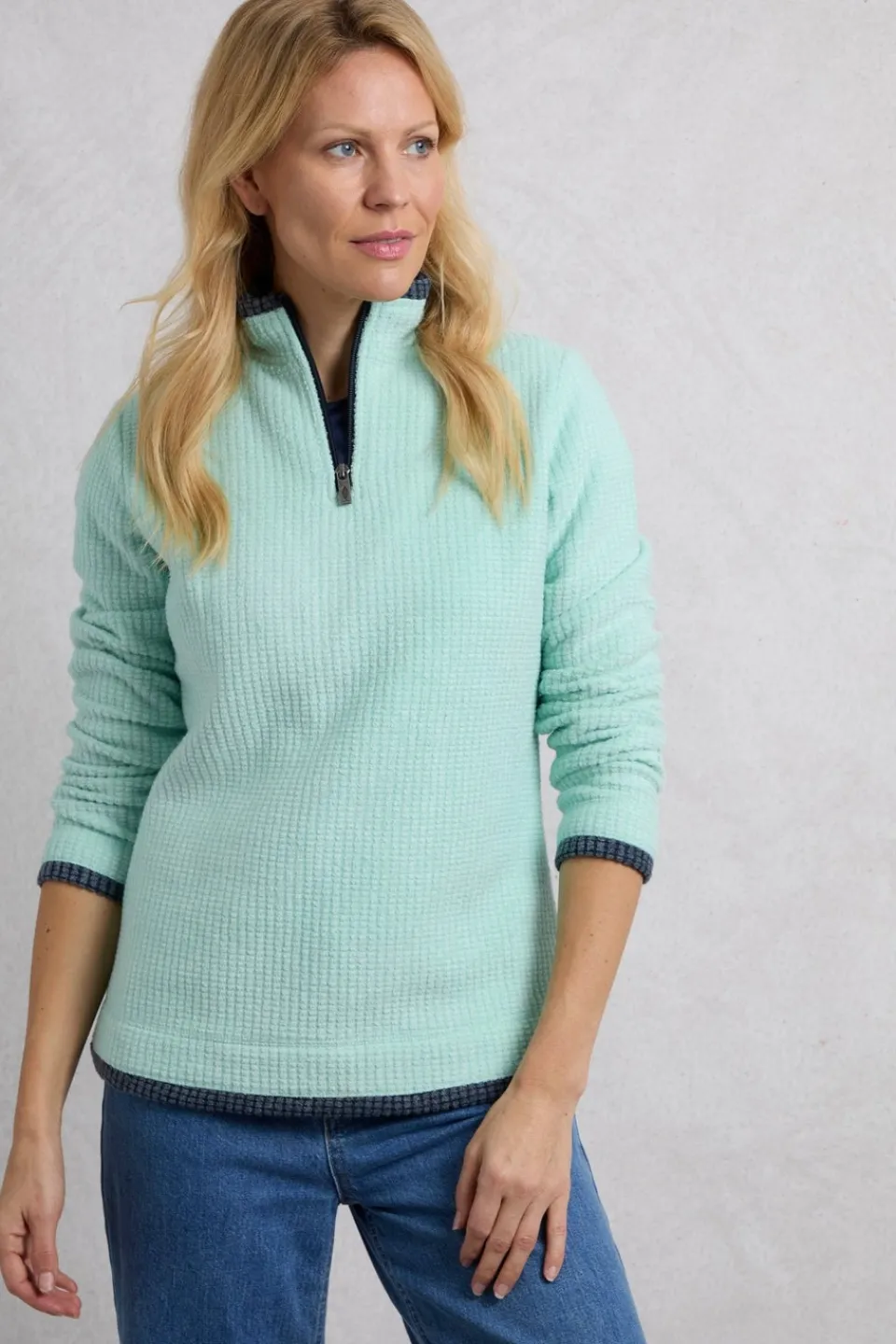 Coats & Jackets>Weird Fish Aqua Beye 1/4 Zip Grid Fleece