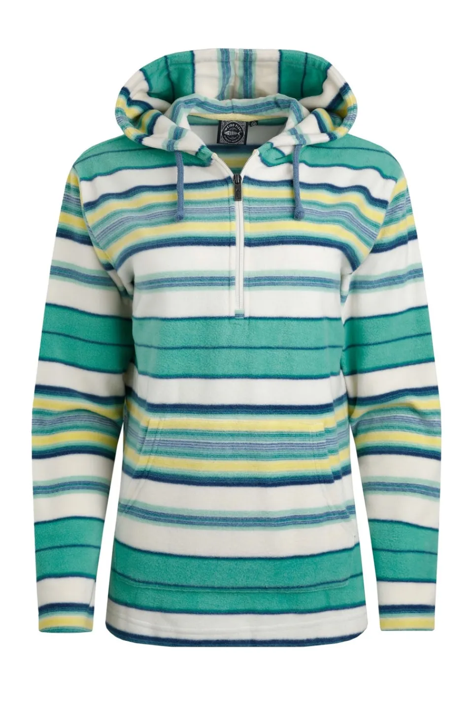 Tops>Weird Fish Aqua Lana 1/4 Zip Stripe Microfleece Hoodie