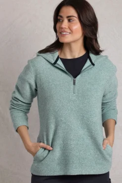Tops>Weird Fish Blue Alisa 1/4 Zip Snow Marl Fleece Hoodie