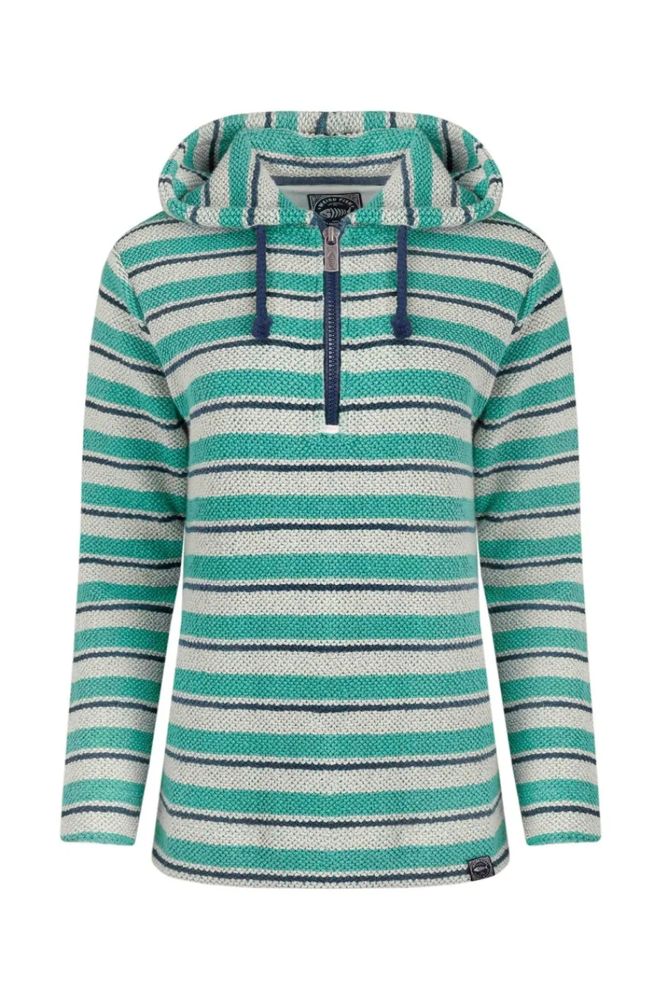 Tops>Weird Fish Blue Ally 1/4 Zip Stripe Hoodie